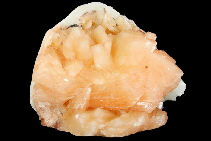 Peach Stilbite Crystal Cluster on Quartz Chalcedony - India #147369